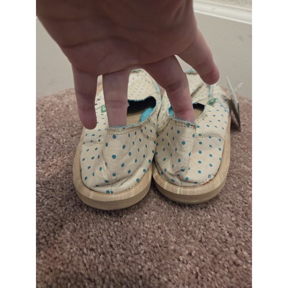Sanuk Green Beige Hot Dotty Sidewalk Surfer Polka Dots Canvas Shoes, Women's 8 - Picture 5 of 7